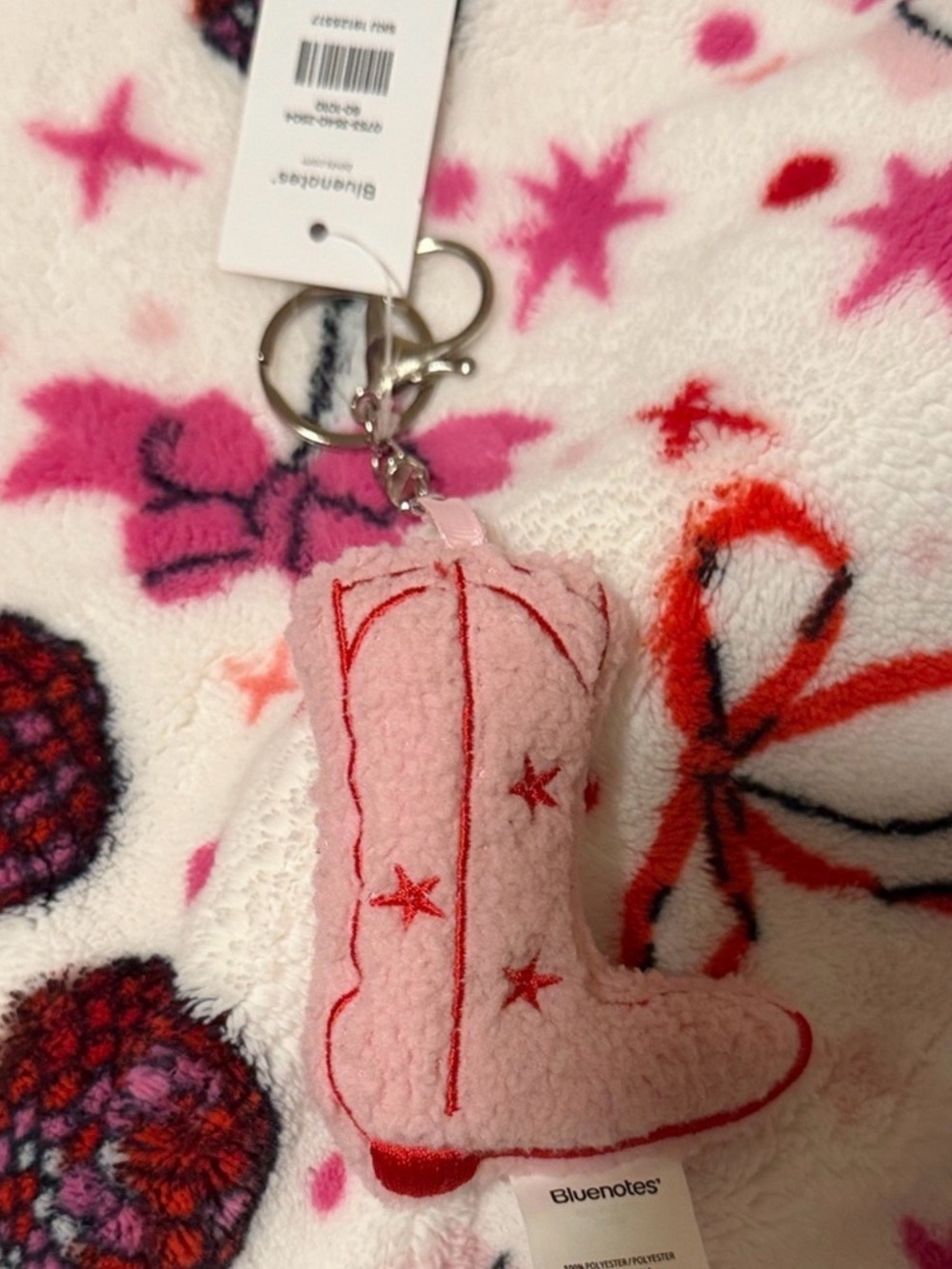 Bluenotes Pink Plush cowgirl Boot Keychain